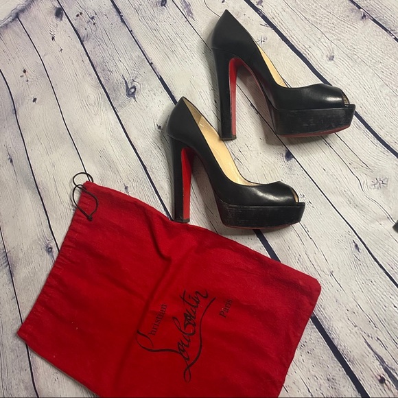 Christian Louboutin black peep toe shoes